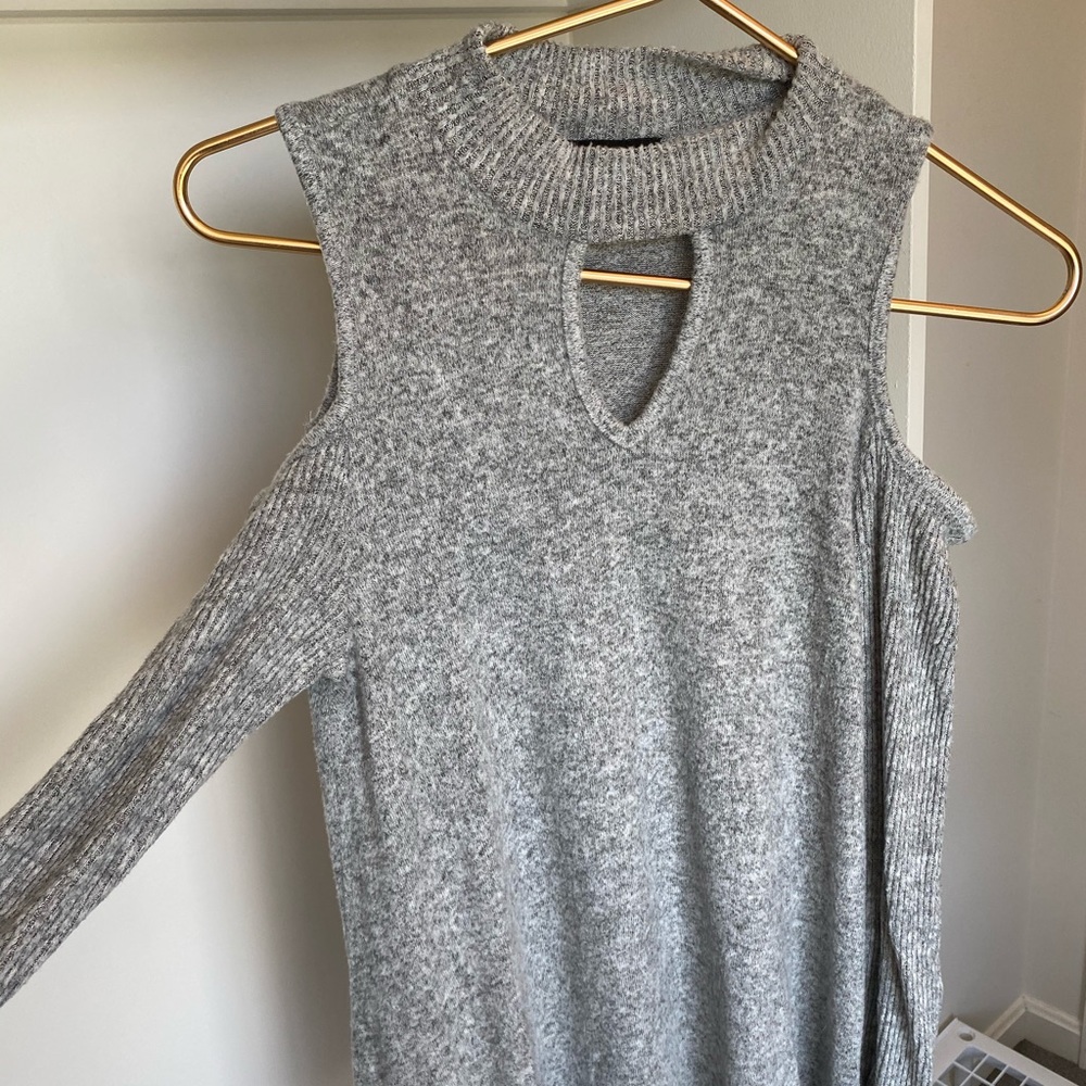 By & by Grey Sweater with open shoulders (size XS)